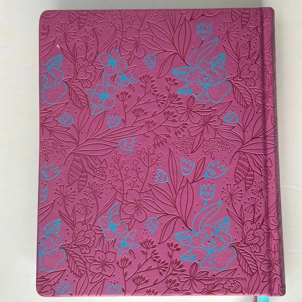 Tyndale One Year Bible Expressions NLT Pink Floral Faux Leather Journaling Bible